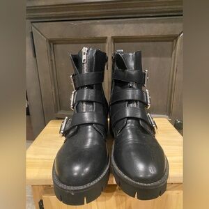 BP LILY MOTO BOOTS WITH SILVER BUCKLES